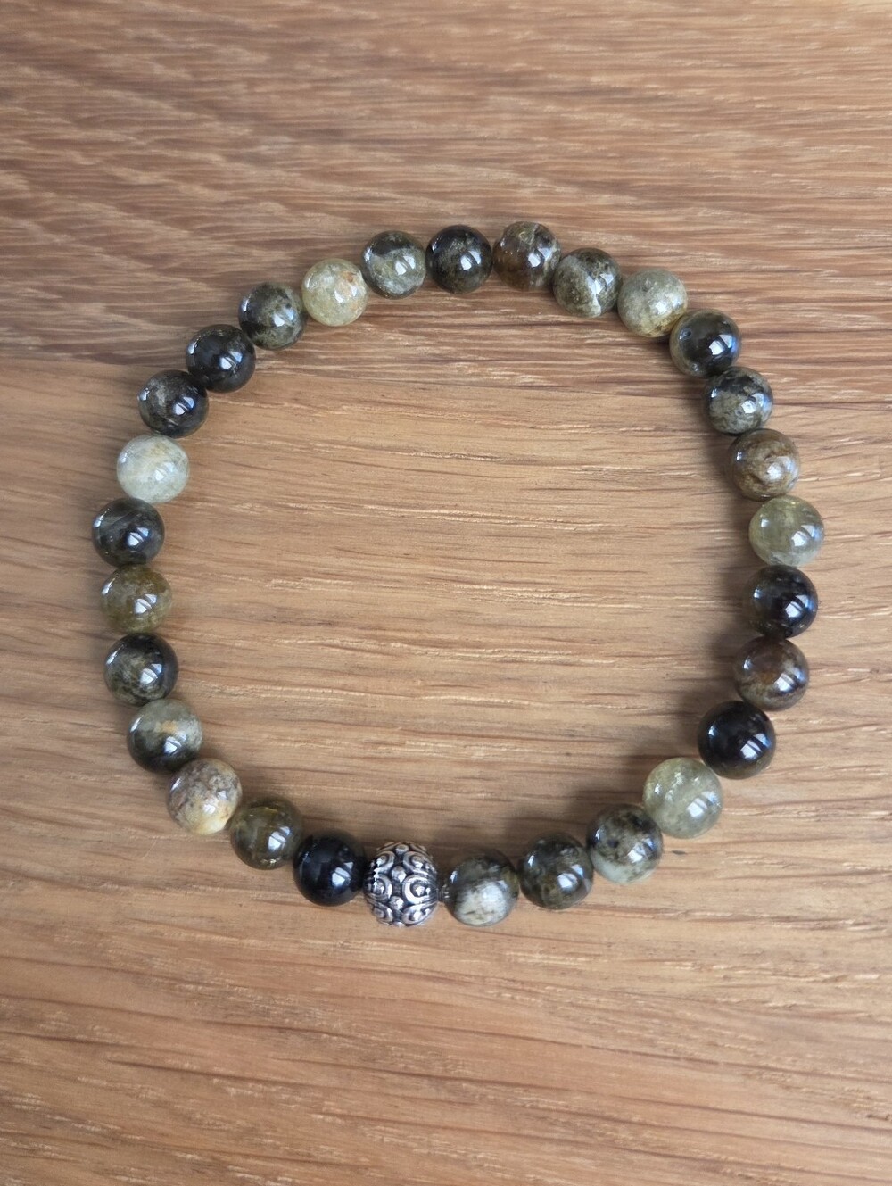 Green Garnet Beaded Stretch Bracelet | Handmade